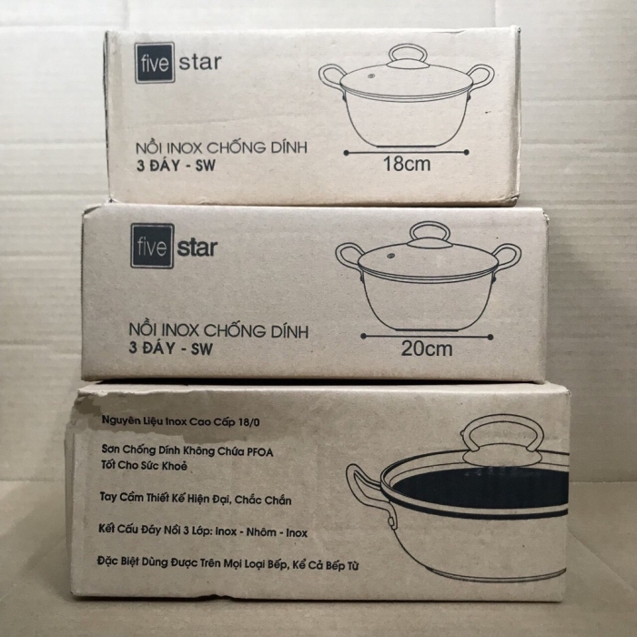 Nồi chống dính Fivestar 22cm có nắp kính dùng được bếp từ (hàng chính hãng bảo hành 5 năm) GiadungDrB