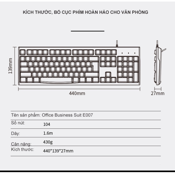 Bàn phím máy tính có dây Newmen E007 - Đen - Hàng chính hãng