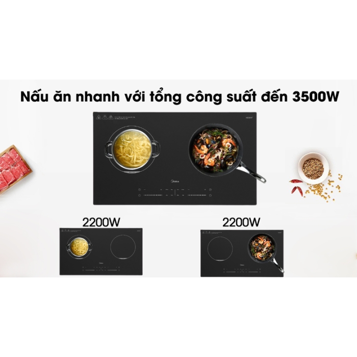 Bếp từ đôi lắp âm Midea MC-IH3520 Bếp từ đôi lắp âm Midea MC-IH3520