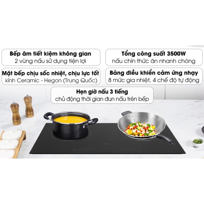 Bếp từ đôi lắp âm Midea MC-IH3520 Bếp từ đôi lắp âm Midea MC-IH3520