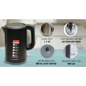 Bình đun siêu tốc Sharp 1.7 lít EKJ-17EVPS-BK