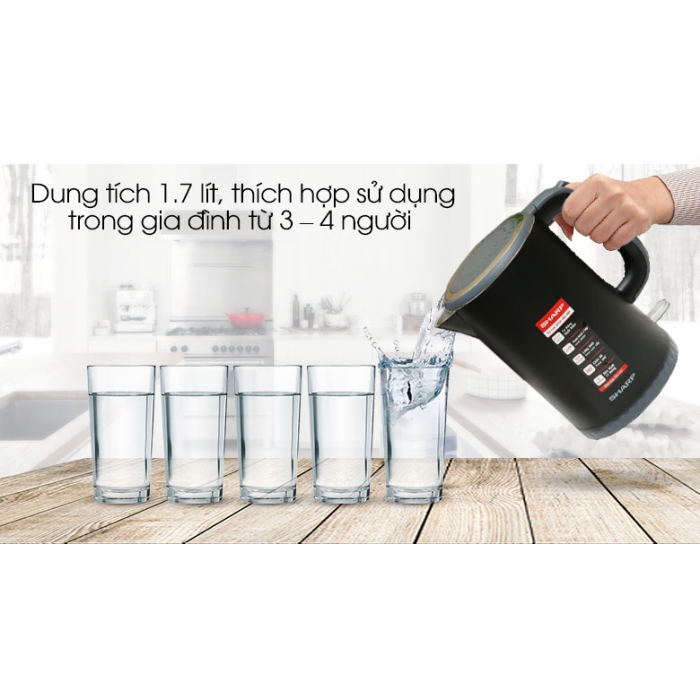 Bình đun siêu tốc Sharp 1.7 lít EKJ-17EVPS-BK
