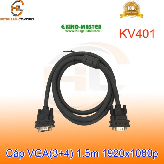 Cáp VGA 1.5m KingMaster KV401 (3+4) FullHD 1900*1080P - Hãng phân phối