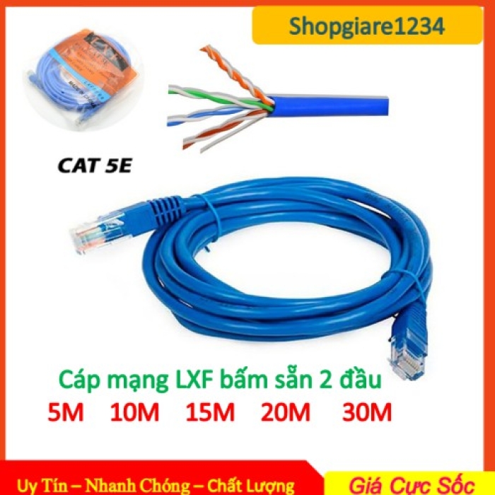 Cáp mạng bấm sẵn Cat5E 20m LXF