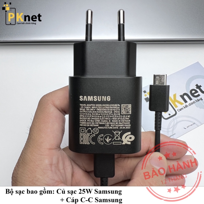 Bộ sạc Samsung 25W Chính Hãng(Kèm cáp) - S22/S21/Note20/S20/Note10/Z Fold/S105G/A52/70/M52