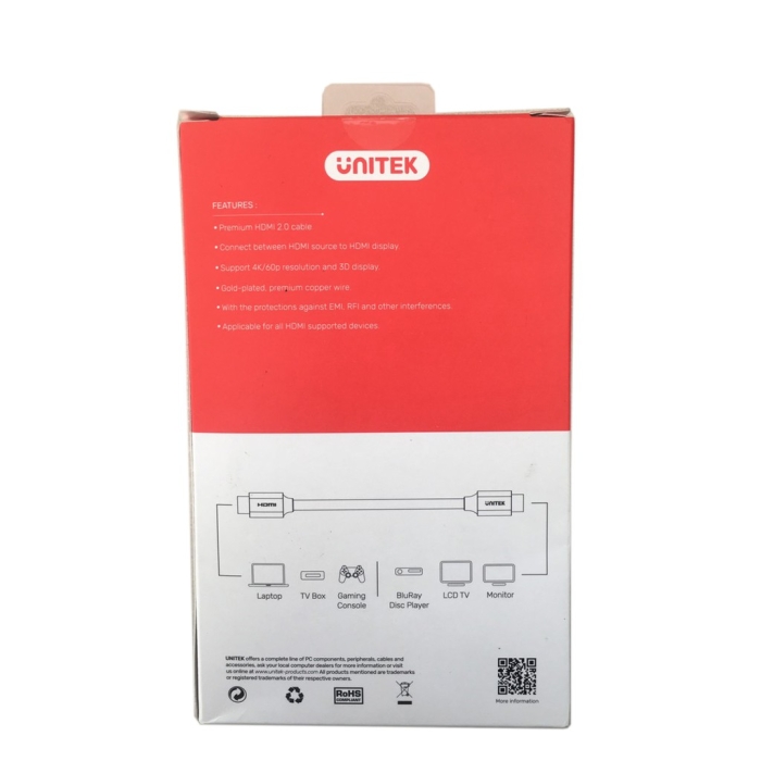 Cáp HDMI 3m 2.0 UNITEK YC139M/U 4K 60p Hãng phân phối