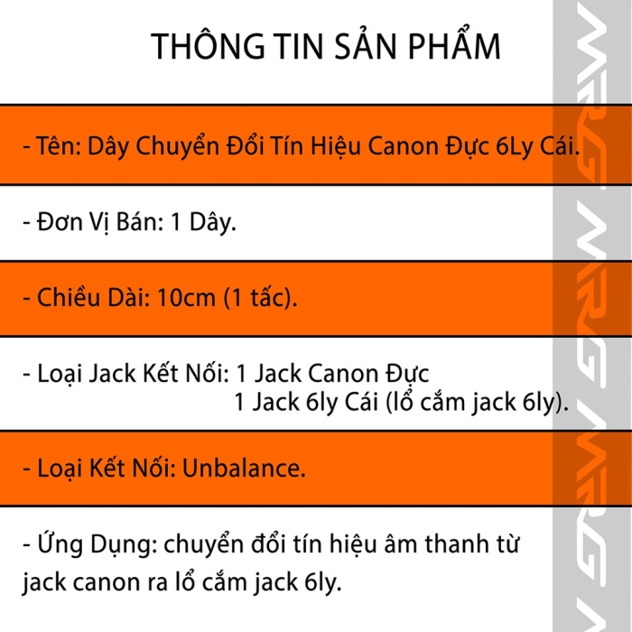 Dây Canon Đực Ra 6ly Cái - MrG