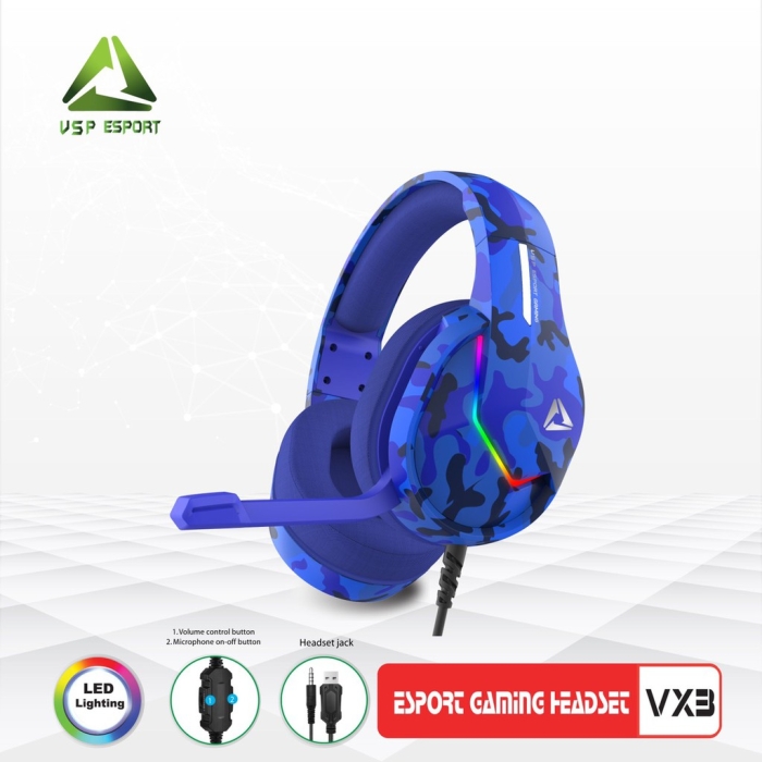 - Tai Nghe VSP ESPORT GAMING VX3 USB+jack 3.5- HEAPHONE ESPORT GAMING VX3