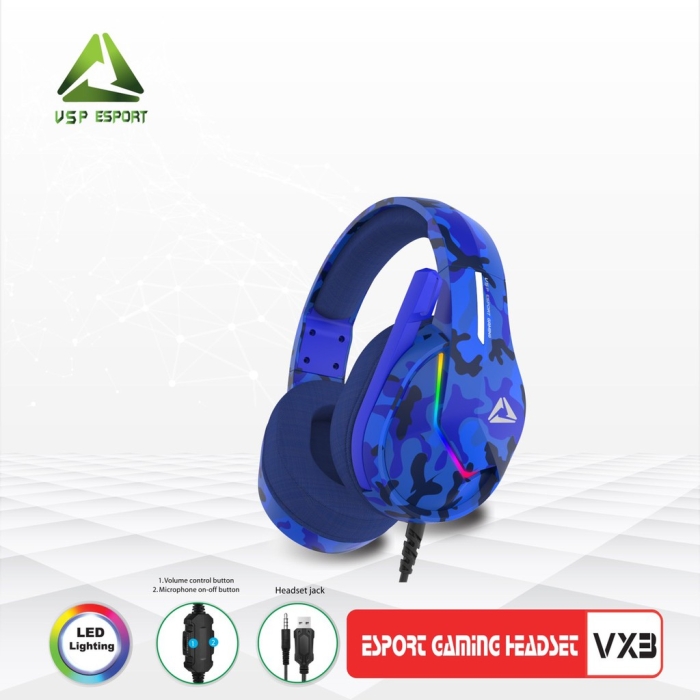 - Tai Nghe VSP ESPORT GAMING VX3 USB+jack 3.5- HEAPHONE ESPORT GAMING VX3