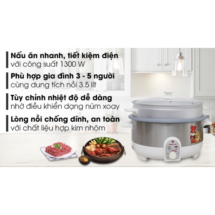 Nồi lẩu điện Happycook HCHP-350ST 3.5 lít