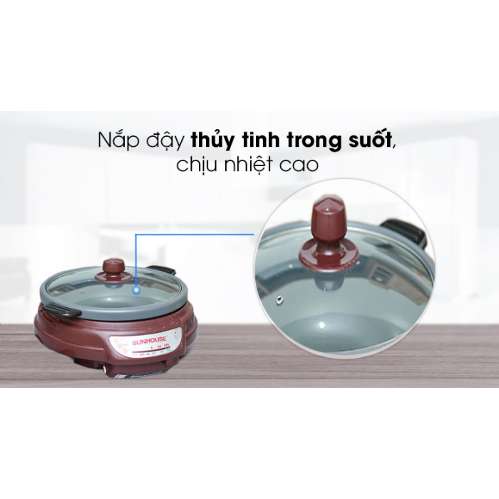 Nồi lẩu điện Sunhouse SH-535L Nâu 3.5 lít Nồi lẩu điện Sunhouse SH-535L Nâu 3.5 lít