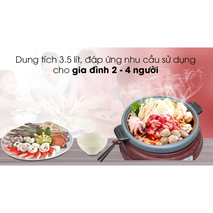 Nồi lẩu điện Sunhouse SH-535L Nâu 3.5 lít Nồi lẩu điện Sunhouse SH-535L Nâu 3.5 lít