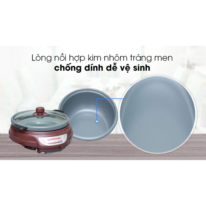 Nồi lẩu điện Sunhouse SH-535L Nâu 3.5 lít Nồi lẩu điện Sunhouse SH-535L Nâu 3.5 lít