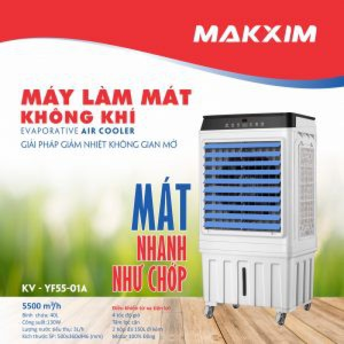 Quạt điều hòa siêu mát chính hãng Makxim USA Model KV- YF55 - 01