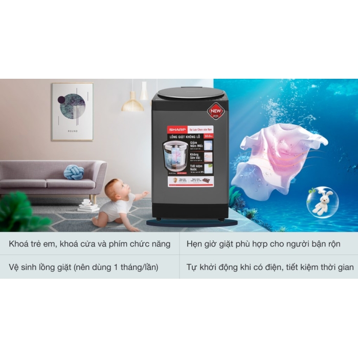 Máy giặt Sharp 10 kg ES-W100PV-H