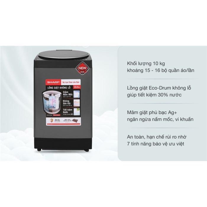 Máy giặt Sharp 10 kg ES-W100PV-H