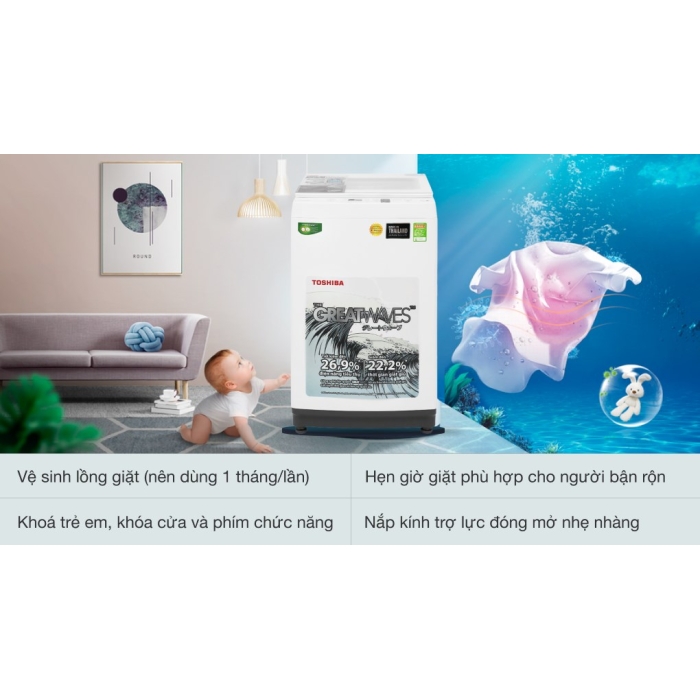 Máy giặt Toshiba 9 kg AW-K1000FV(WW)