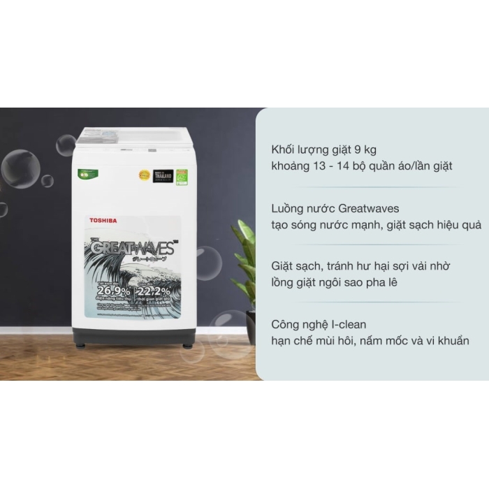 Máy giặt Toshiba 9 kg AW-K1000FV(WW)