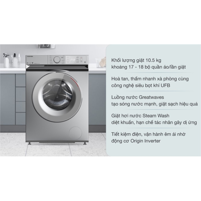 Máy giặt Toshiba inverter 10.5 kg TW-BL115A2V(SS)