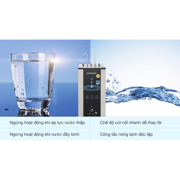 Máy lọc nước RO nóng nguội lạnh Sunhouse SHR76210CK 10 lõi