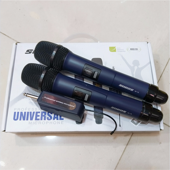 Bộ 2 Micro Subos-W15 Không Dây Karaoke - Hàng Nhập Khẩu