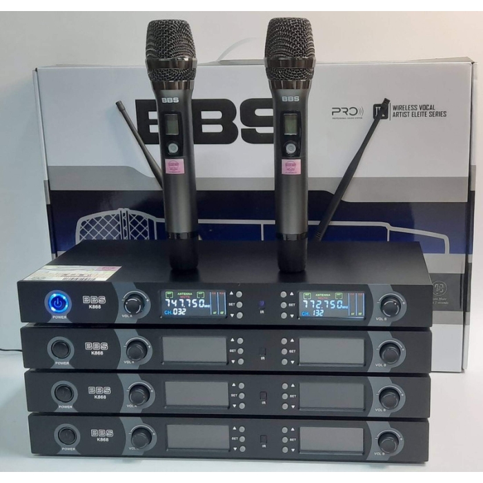 Micro không dây BBS K868 - Mic karaoke gia đình, sân khấu - Độ nhạy cao, bắt sóng xa, chống hú rít - Thiết kế sang trọng, bắt mắt -  Dễ dàng phối ghép với các thiết bị âm thanh khác - Hàng nhập khẩu