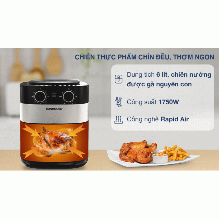 Nồi chiên không dầu Sunhouse SHD4026 6 lít