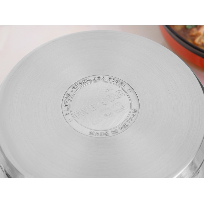 Nồi inox 3 đáy nắp inox 20 cm Fivestar FSN20001