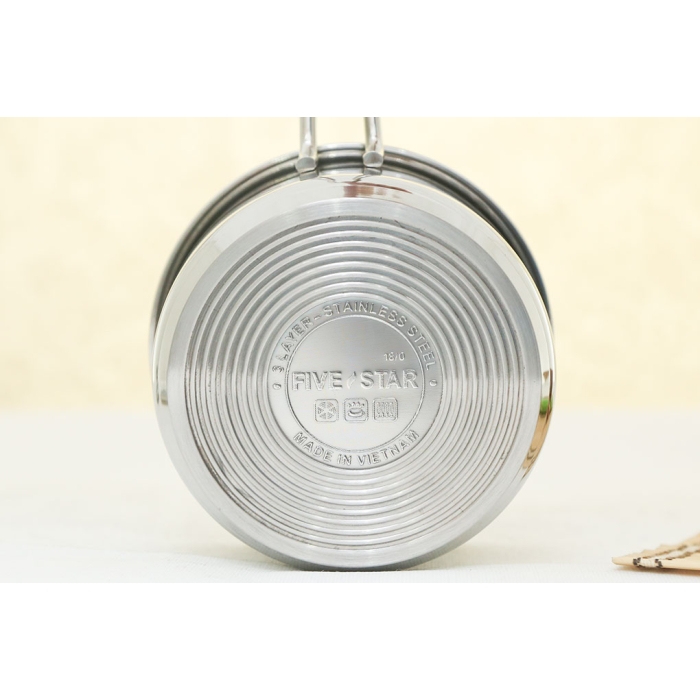 Quánh inox 3 đáy nắp kính 14 cm Fivestar Q14-3DG