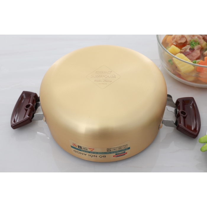 Bộ 3 nồi nhôm anod nắp kính Sunhouse SH6634