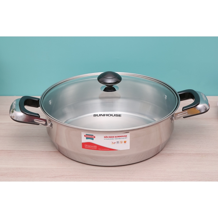 Nồi lẩu inox nắp kính 26 cm Sunhouse SHL26