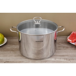 Nồi luộc gà inox 3 đáy nắp kính 28 cm Sunhouse SH28LG