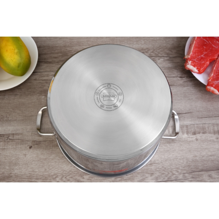 Nồi luộc gà inox 3 đáy nắp kính 28 cm Sunhouse SH28LG