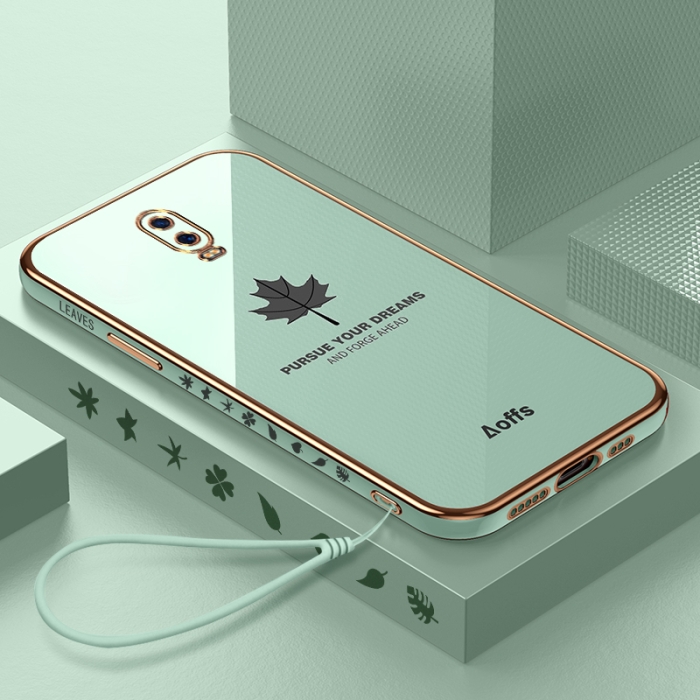 Casing for OPPO R17 / R17 Pro Case with Free Wrist Strap Shiny Maple Leaf Pattern Square Edge Phone Cases Ultra Thin Soft TPU Silicone Shockproof Protective Cover