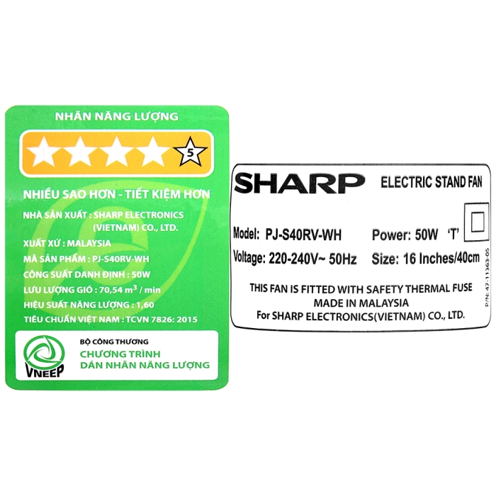 Quạt đứng Sharp PJ-S40RV-WH Quạt đứng Sharp PJ-S40RV-WH
