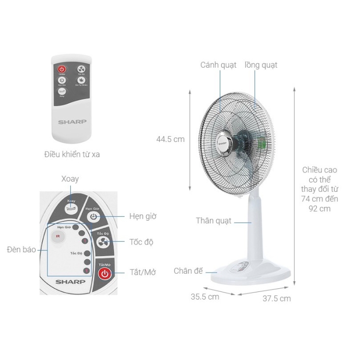 Quạt Lửng Sharp Có Điều Khiển PJ-L40RV-WH - Hàng Chính Hãng Quạt Lửng Sharp Có Điều Khiển PJ-L40RV-WH - Hàng Chính Hãng