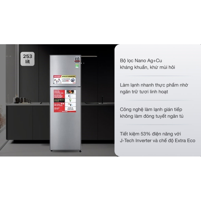 Tủ lạnh Sharp Inverter 253 lít SJ-X281E-DS