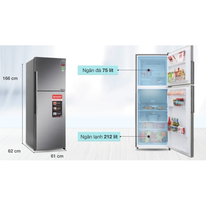 Tủ lạnh Sharp Inverter 287 lít SJ-X316E-DS