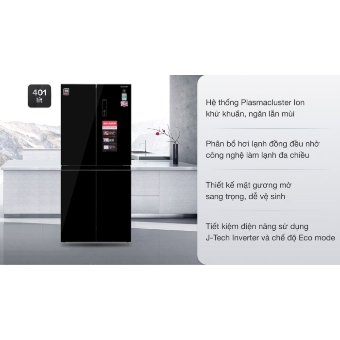 Tủ lạnh Sharp Inverter 401 lít SJ-FXP480VG-BK