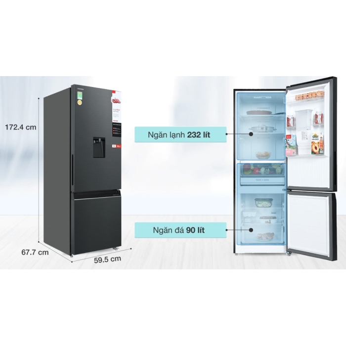Tủ lạnh Toshiba Inverter 322 lít GR-RB405WE-PMV(06)-MG Tủ lạnh Toshiba Inverter 322 lít GR-RB405WE-PMV(06)-MG